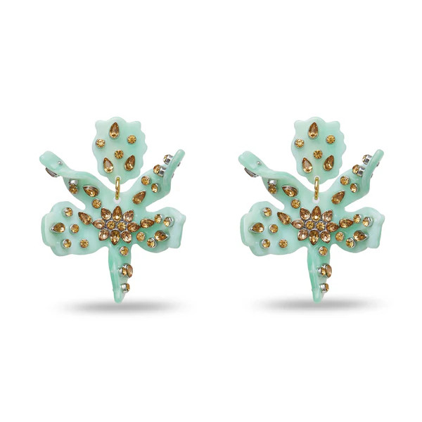 JADE SMALL EMBELLISHED PAPER LILY EARRINGS | LELE SADOUGHI