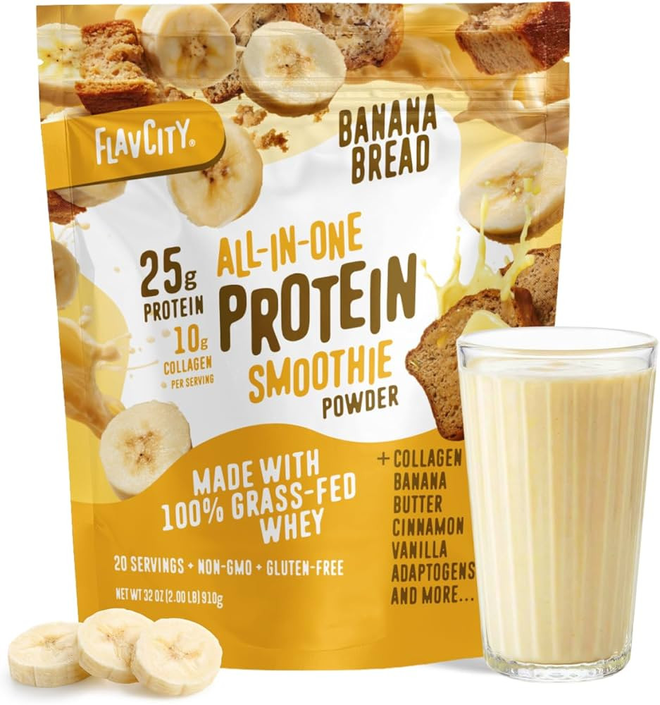 FlavCity All in One Protein Shake Powder, Banana Bread - On the Go Meal Alternative + Collagen Pe... | Amazon (US)