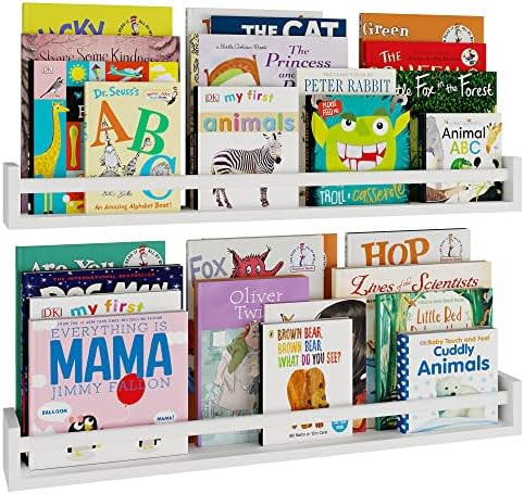 Wallniture Utah 32" White Nursery Bookshelves Wall Mounted, Wood Floating Book Shelves for Kids R... | Amazon (US)
