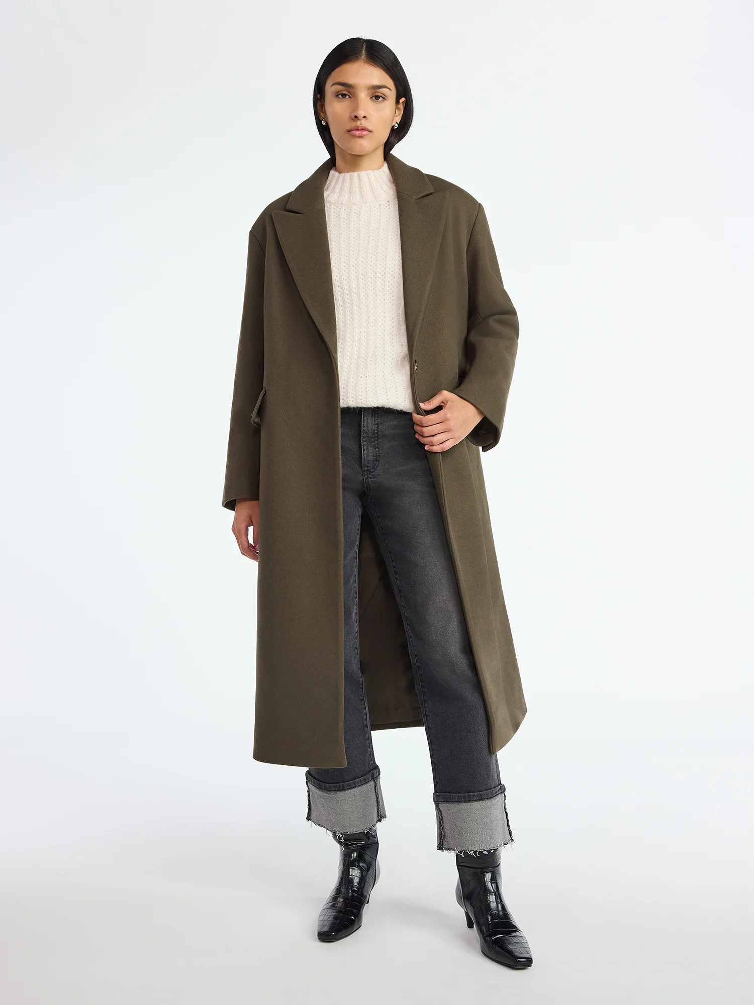 Scoop Women's and Women's Plus Oversized Faux Wool Coat, Heavyweight, Sizes XS-4X - Walmart.com | Walmart (US)