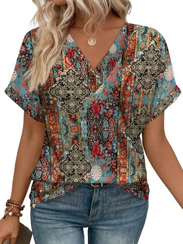 WIHOLL Womens Summer Tops Short Dolman Sleeve Shirts 2026 Fashion V Neck Outfits Clothes | Amazon (US)