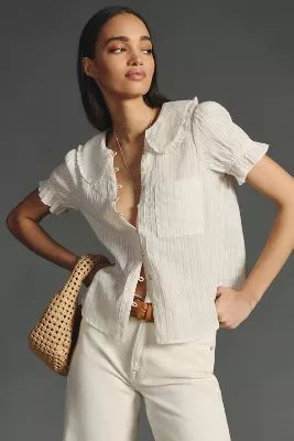 The Keira Collared Button-Front Blouse by Pilcro | Anthropologie (US)