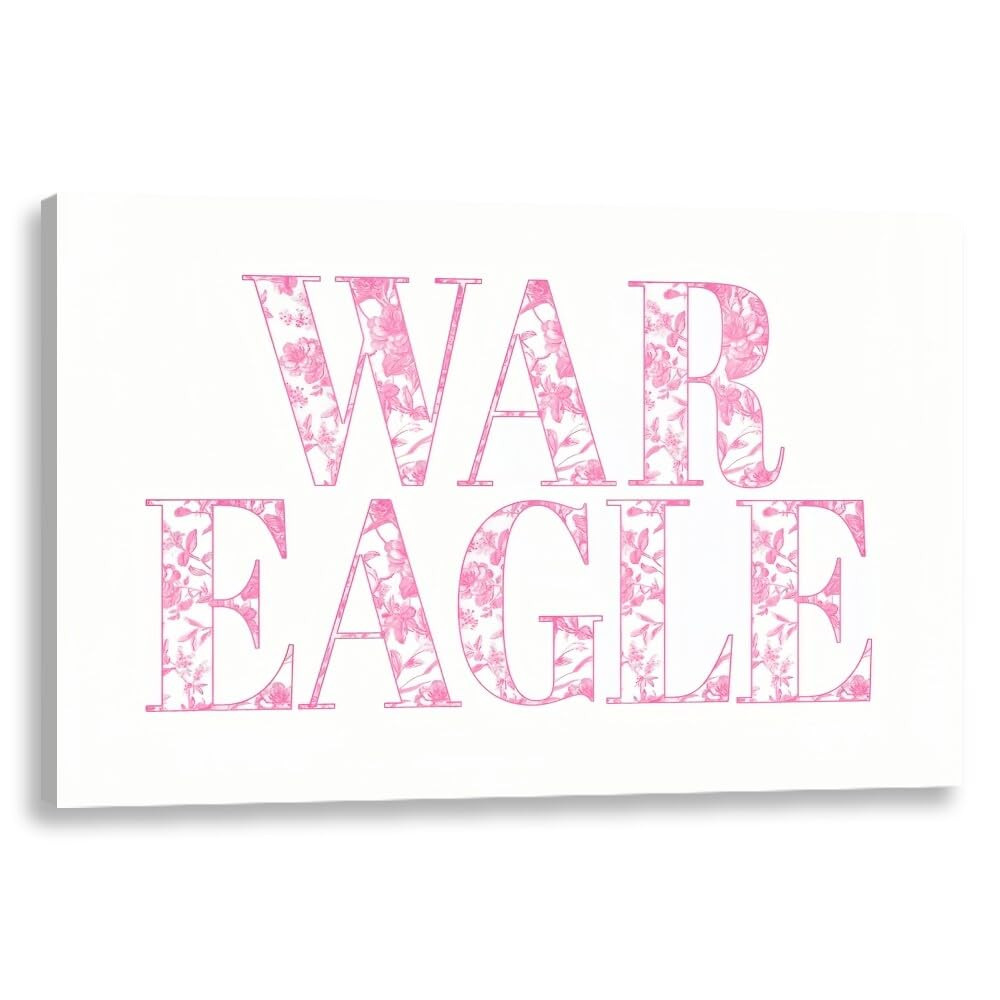 War Eagle Print Wall Art, Trendy Grandmillennial Song Lyrics Art Canvas Wall Decor, Retro Pink Ae... | Amazon (US)