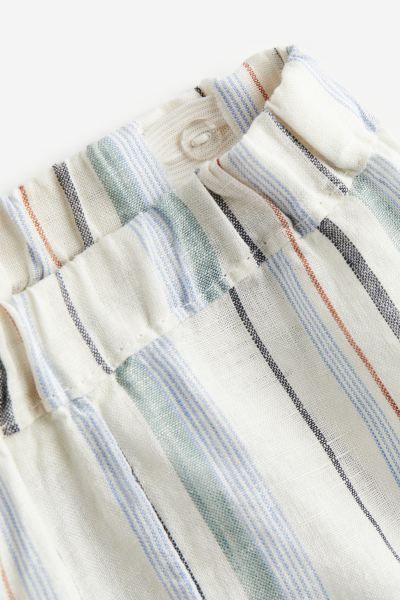 2-piece Linen Set - Natural white/blue striped - Kids | H&M US | H&M (US + CA)