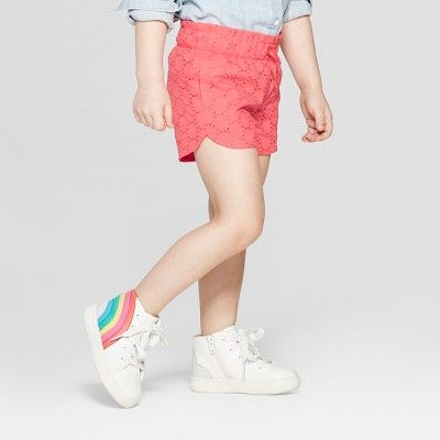 Toddler Girls' Eyelet Woven Fashion Shorts - Cat & Jack™ Orange | Target