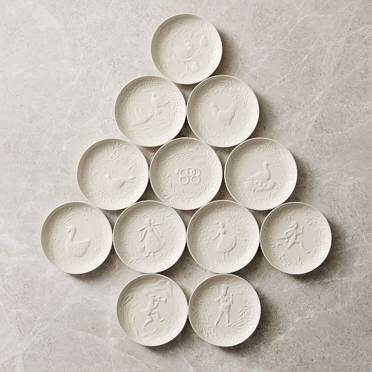 12 Days of Christmas Ceramic Appetizer Plates (Set of 12) | West Elm (US)