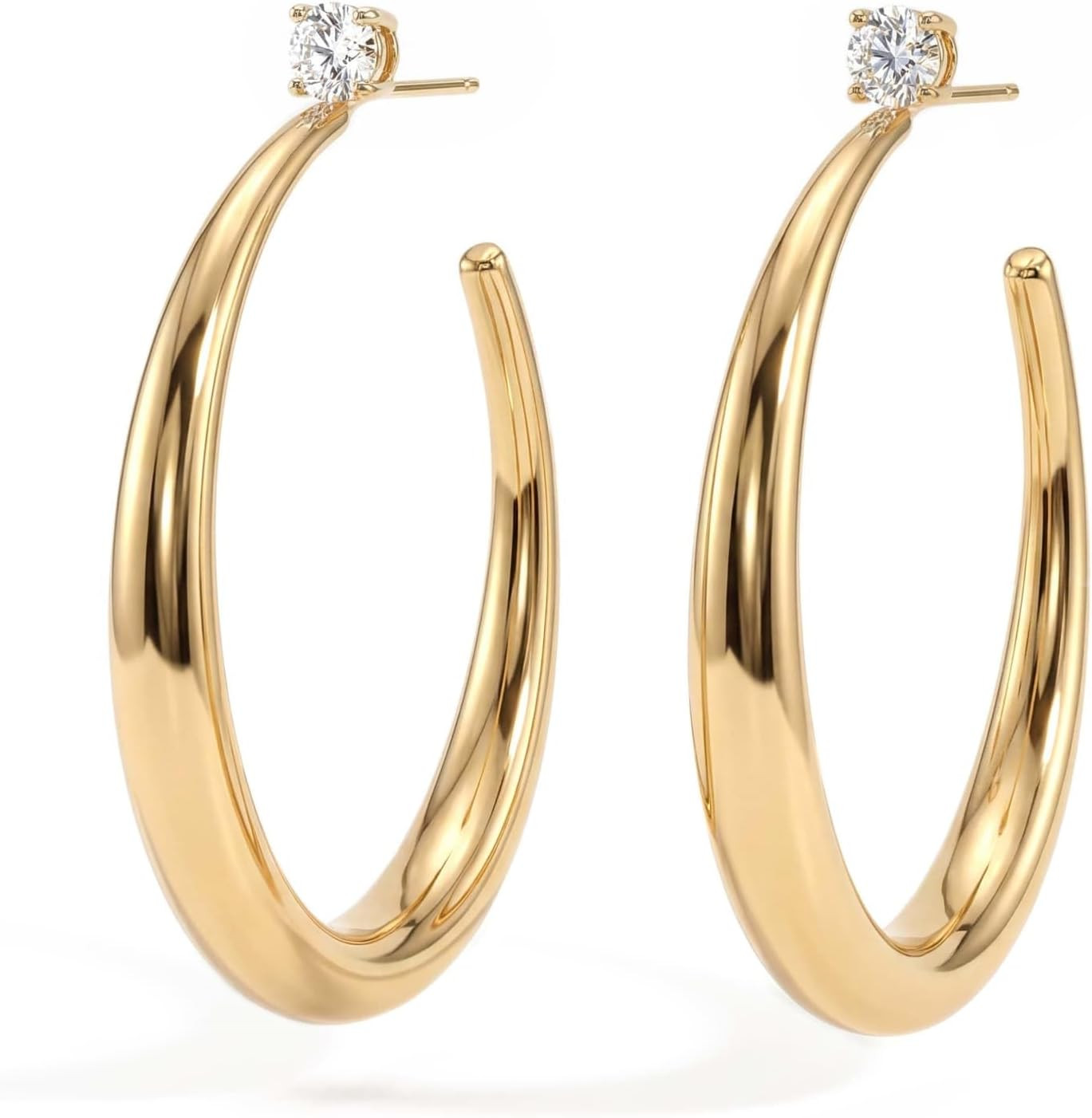 Large Gold Hoop Earrings for Women Trendy 14K Gold Plated Big Open Hoops Stud Earrings Statement Jewelry for Women | Amazon (US)