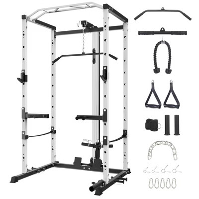 1600 Lbs Power Rack for Home Gym with Cable Pulley System & LAT Pull Down Workout, Dip Bar & J Hooks for Multiple Strength Training | Target