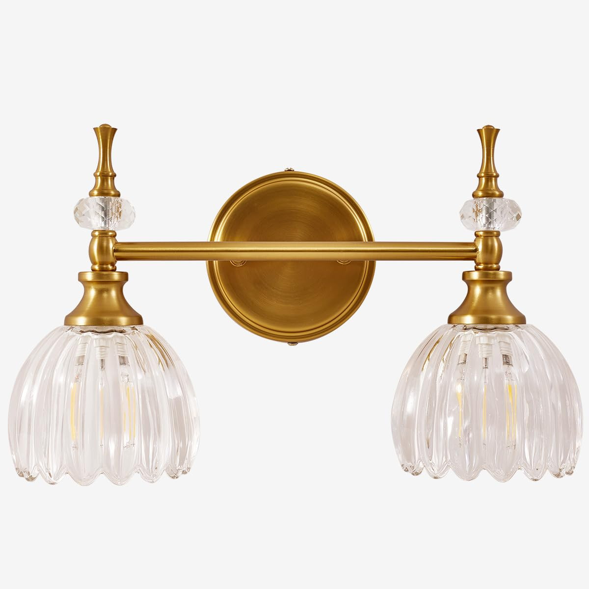 ANDY STAR 2-Light Bathroom Light Fixture Over Mirror, Brushed Gold Wall Sconce with Clear Tulip G... | Amazon (US)