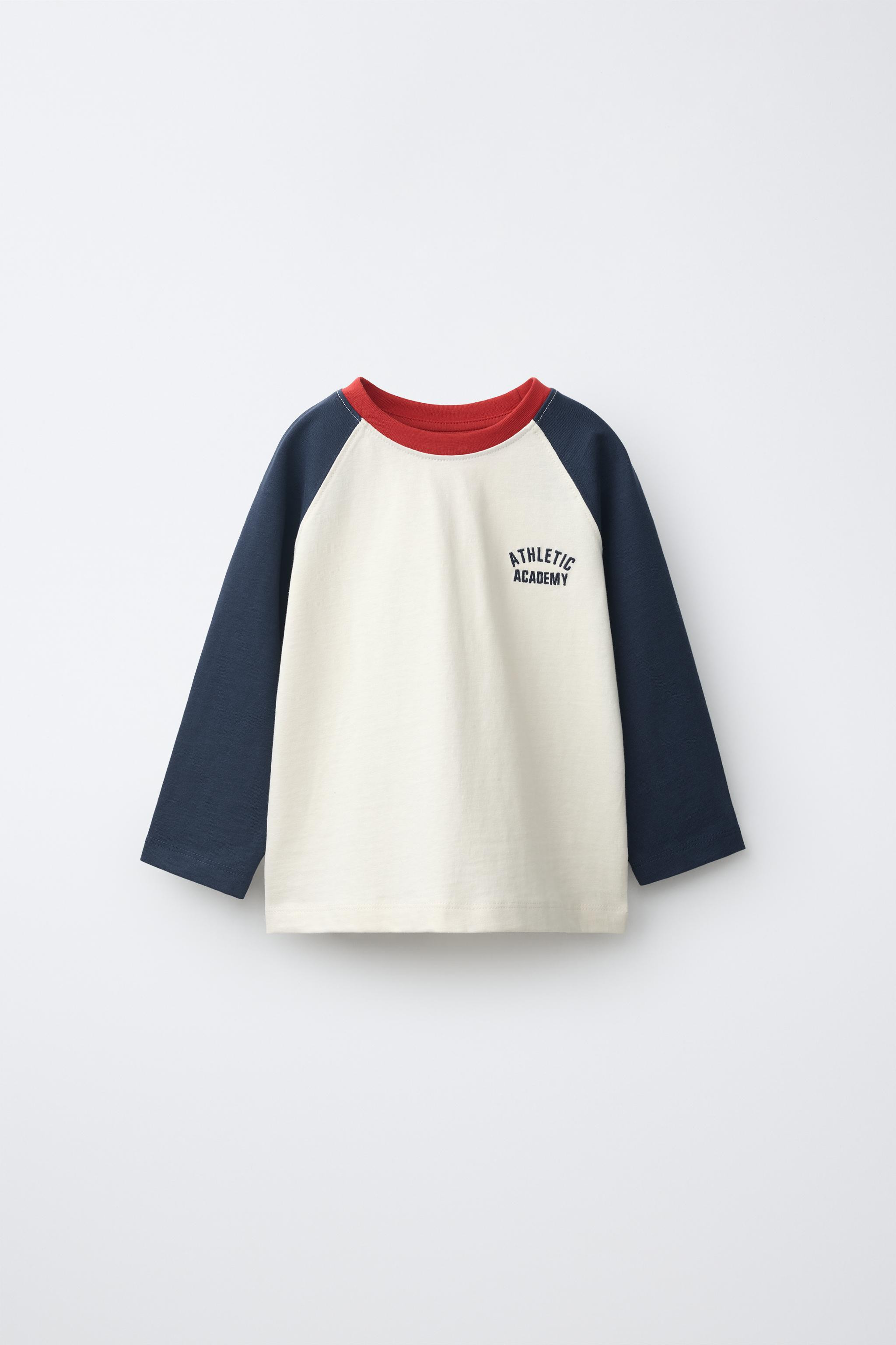 EMBROIDERED TEXT RAGLAN SLEEVE T-SHIRT | Zara US