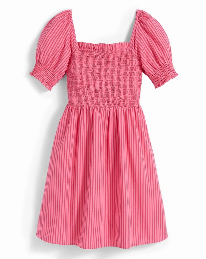 Cam Smocked Dress in Pink Stripe | Draper James (US)