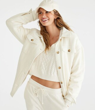 Flannel Sherpa-Lined Shacket | Aeropostale