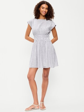 Smocked-Bodice Fit & Flare Mini Dress | Old Navy (US)