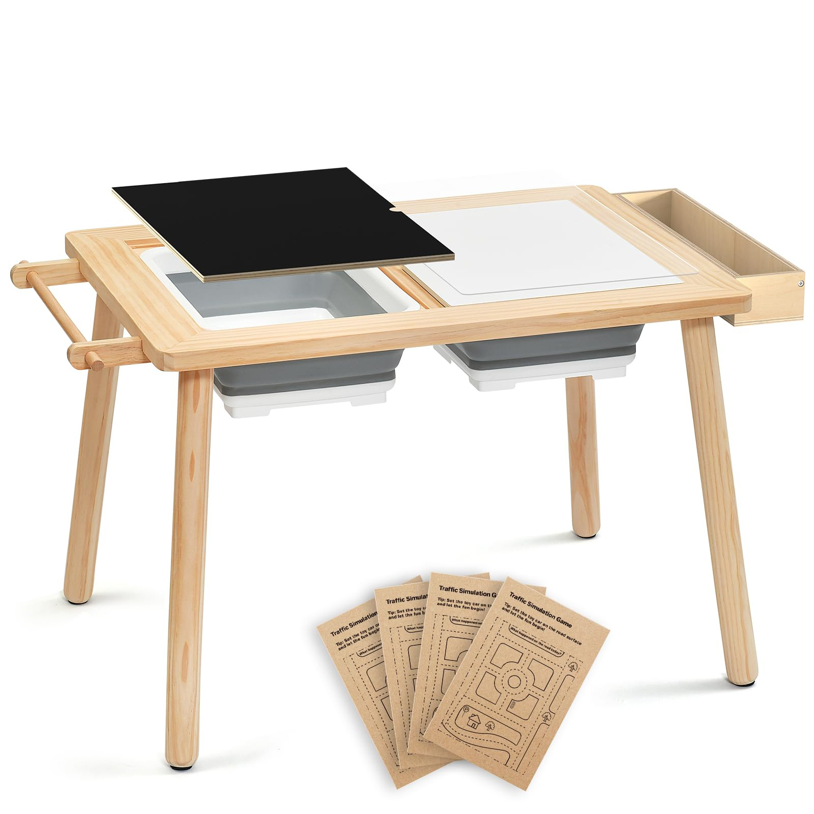 Wooden Sensory Table – Multifunctional Sand & Water Table with Double-Sided Lid, Paper Roll, St... | Amazon (US)