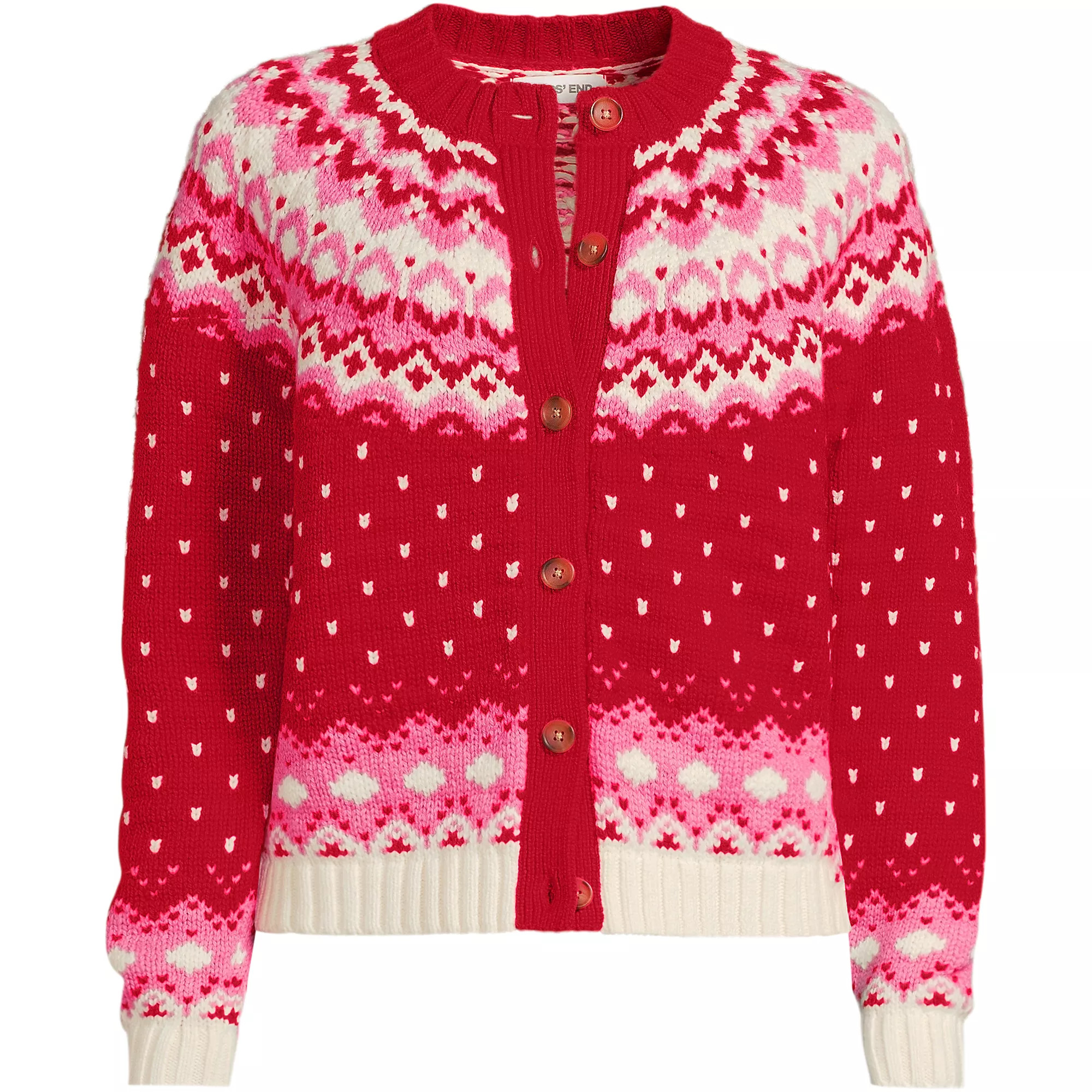 Women's Lofty Birdseye Fair Isle Cardigan Sweater | Lands' End (US)