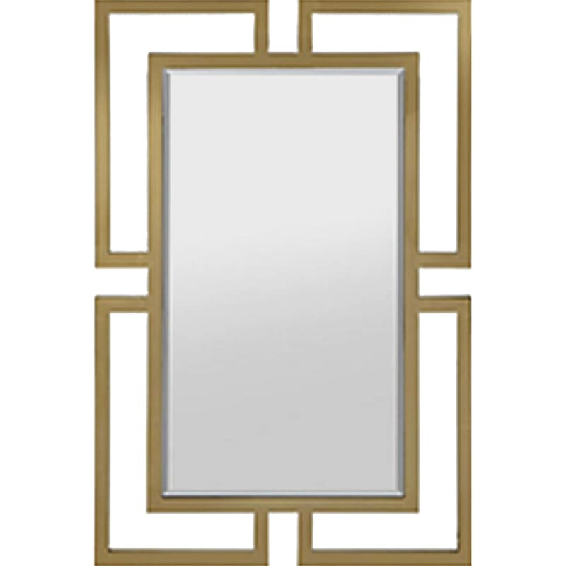 Contemporary Die Cut Gold Metal Framed Rectangle Wall Mirror, 24x36 | At Home