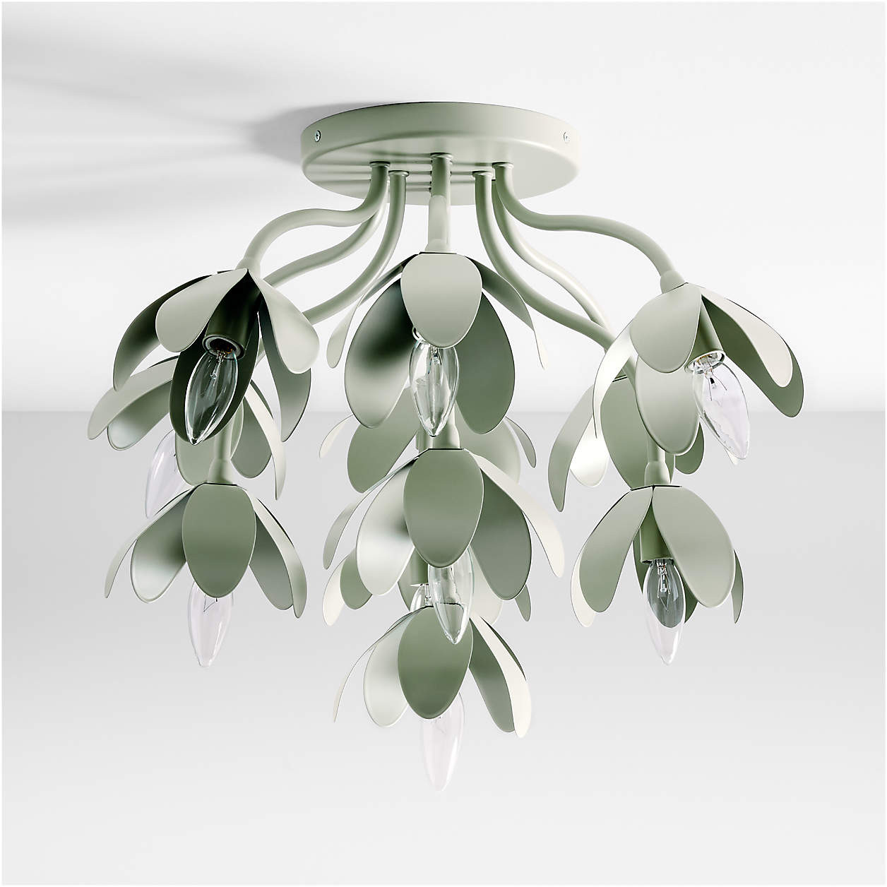 Bouquet Sage Green 22" Kids Flower Flush Mount Ceiling Light + Reviews | Crate & Kids | Crate & Barrel