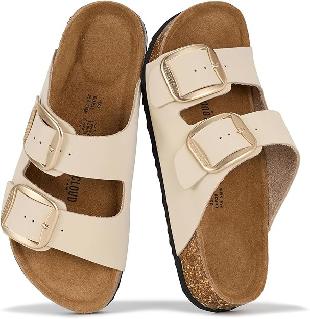 Project Cloud 100% Genuine Leather Flat Sandals for Women 2026 Comfortable Beach Essentials Women... | Amazon (US)