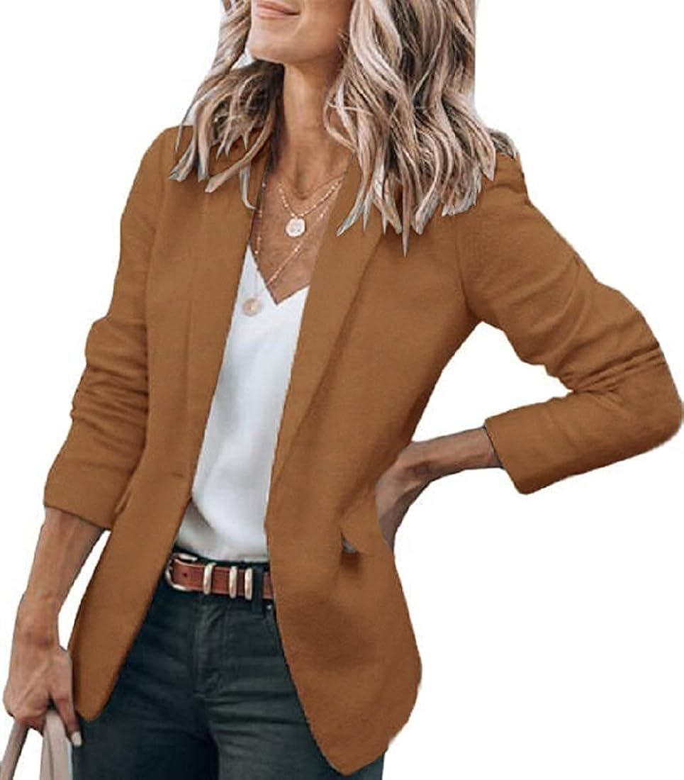 Womens Casual Blazers Open Front Long Sleeve Work Office Jackets Blazer | Amazon (US)