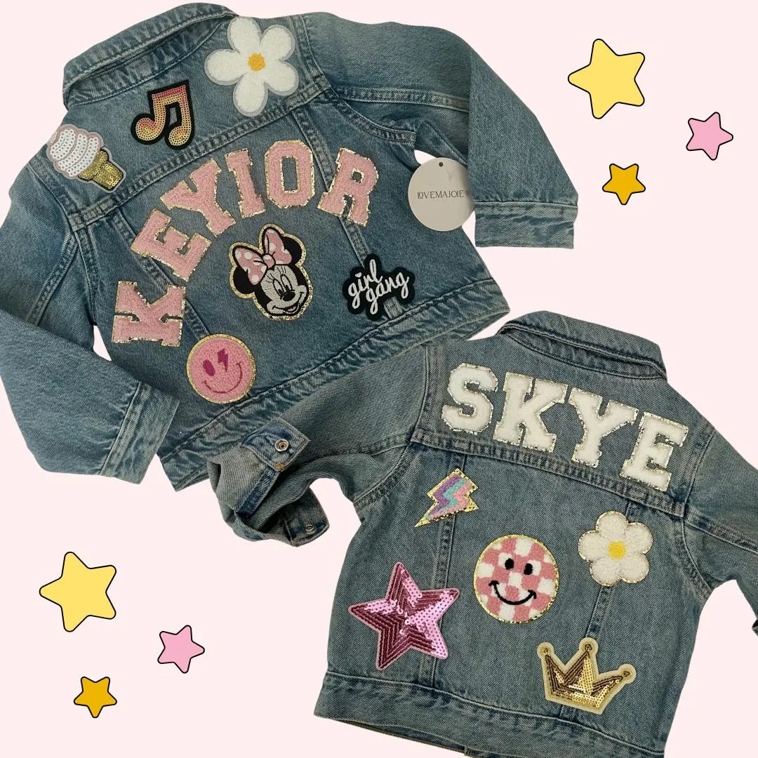 Personalized Patch Denim Jacket, Custom Denim Jackets for Baby, Girls Denim Patch Jean Jacket, Je... | Etsy (US)