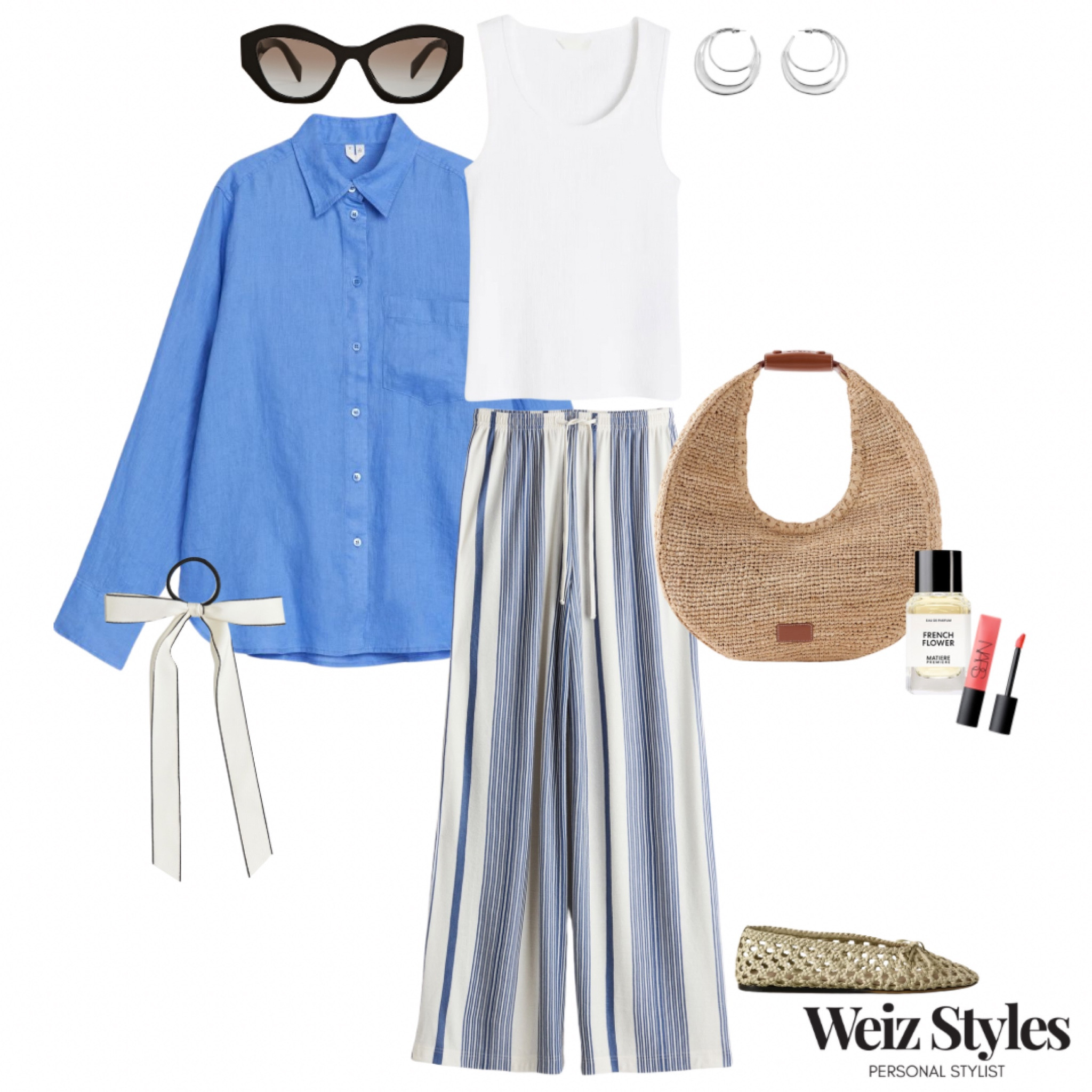 Summer casual chic styling 💙 I love it when a trending item is actually comfortable, and these fab stripey trousers tick that box perfectly ✨

Need a little help piecing  your outfits together, get in touch 💌 hello@weizstyles.com 

H&M, net a porter, mango, Harvey Nichols, bars, lipgloss, lip, bag, handbag, straw, perfume, ballerina, mule, flat shoes, comfortable, comfort, comfy, trendy, cool, chic, blue, white, striped, trousers, linen, chic, elegant, feminine, shirt, casual, layers, minimal, sunglasses, Prada, bow, hairband, silver, hoops, earrings, Arket, tank top, rib, effortless, personal stylist, Weiz styles, shopping, London, highstreet, designer, shop, ootd, summer, spring, styling  

#LTKsummer #LTKuk #LTKspring