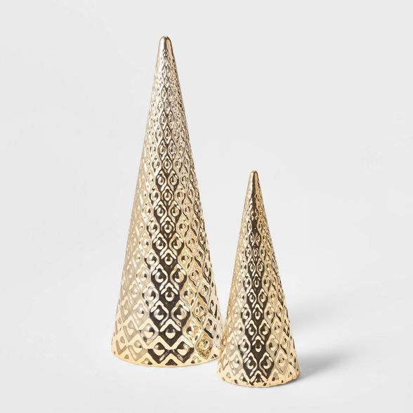 Large Art Deco Ceramic Tree Cone Decorative Figurine Silver - Wondershop™ | Target