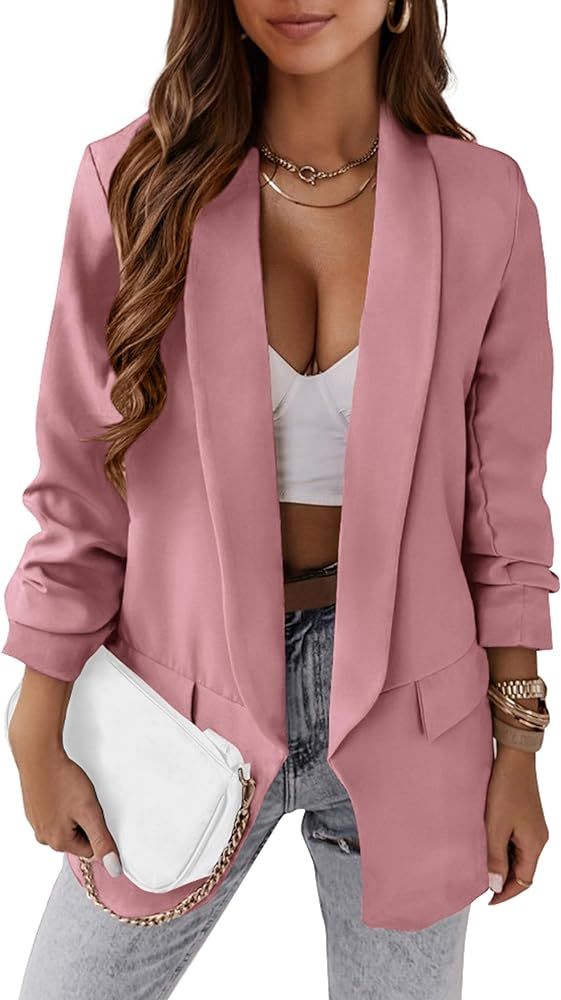 PRETTYGARDEN Womens Casual Blazer 2023 Fall Fashion Long Sleeve Open Front Work Office Suit Jacke... | Amazon (CA)
