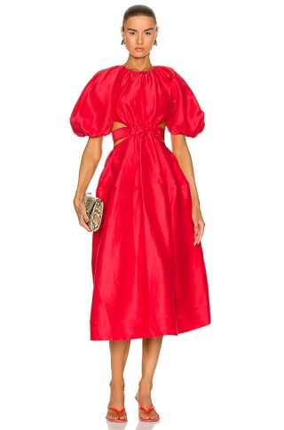 Aje Mimosa Cut Out Midi Dress in Scarlet Red | FWRD | FWRD 