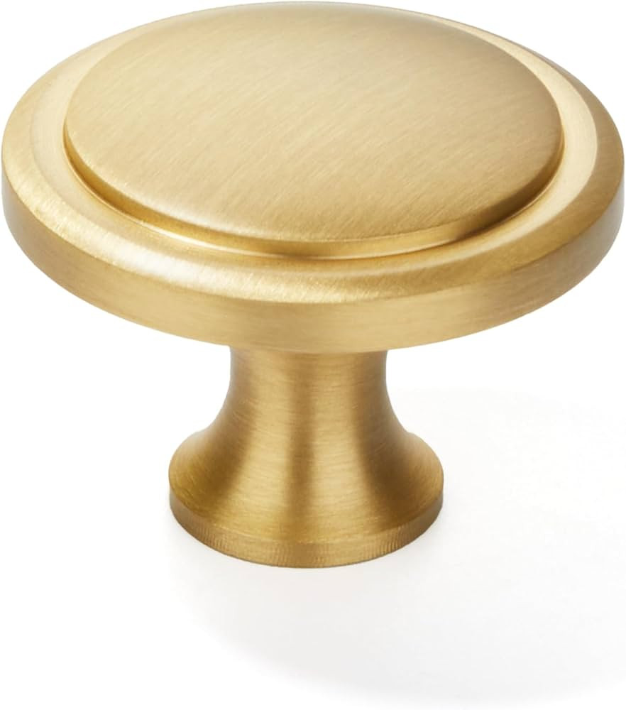 KOPPALIVE 5-Pack Solid Brass Cabinet Knobs, Round Gold Knobs for Dresser Drawers, Brushed Brass D... | Amazon (US)