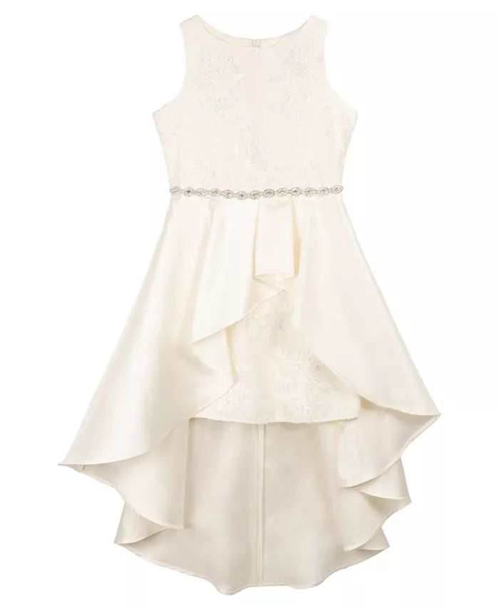 Big Girls Embroidered Mesh With Mikado Overlay Skirt Dress | Macy's