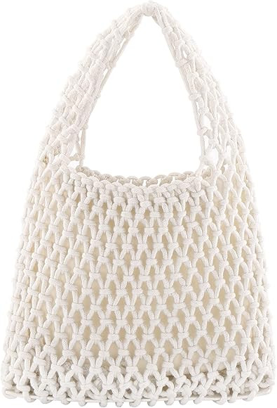 Ayliss Women Mini Clutch Handbag Tote Cotton Crochet Bucket Top-handle Drawstring Beach Woven Fis... | Amazon (US)