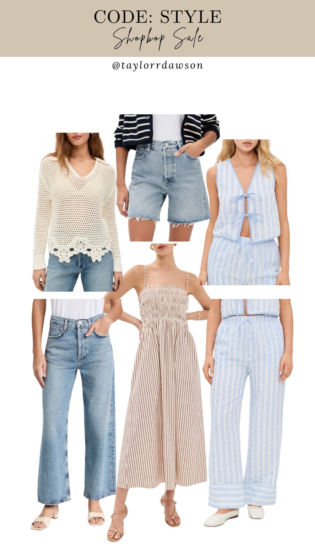 shopbop sale! use code STYLE for money off!

dad shorts, summer dress, beach dress, staple jeans, tie front top, linen pants, beach pants, crochet blousee

#LTKSaleAlert #LTKStyleTip #LTKItBag