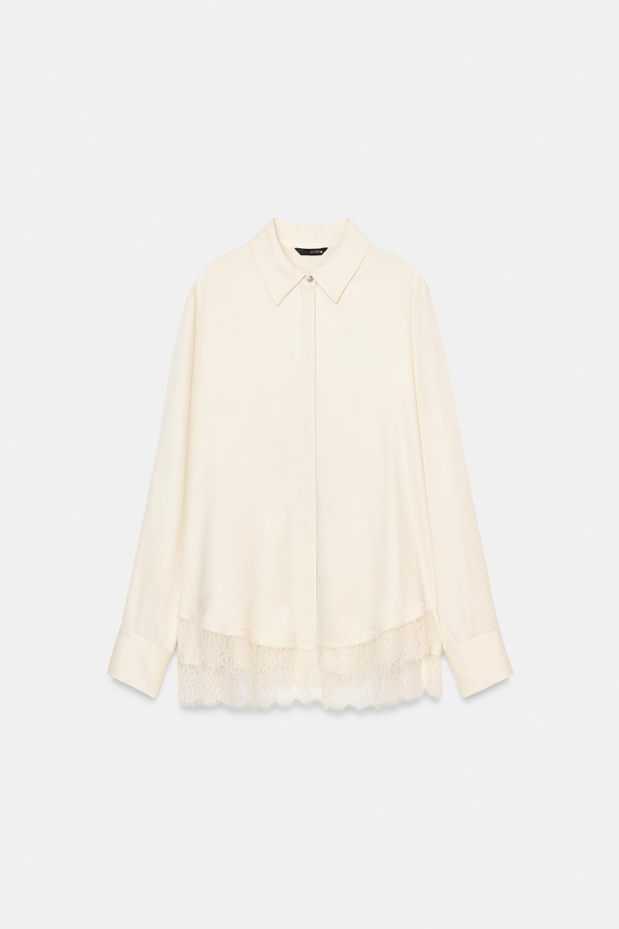 SATIN SHIRT WITH LACE | Zara UK
