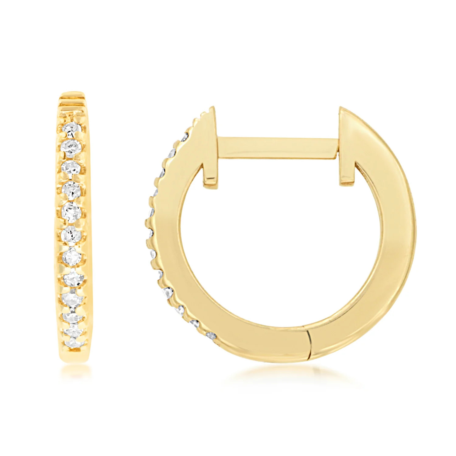 14K Classic Diamond Huggie Earrings | Dainty by DK