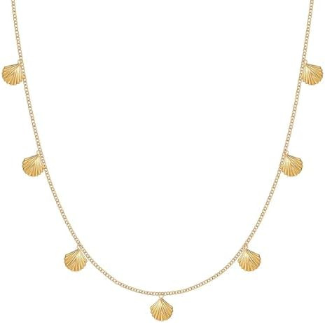 Shell Necklace - Beach Jewelry for Women, Charm Necklace - Gold Necklace for Women, Surfer Access... | Amazon (US)