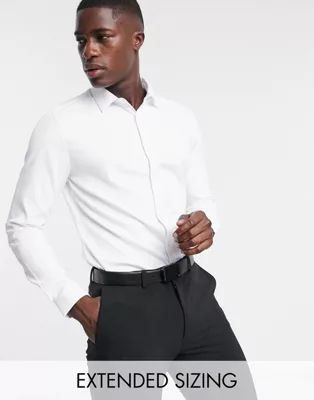 ASOS DESIGN Premium slim fit sateen shirt in white | ASOS (Global)