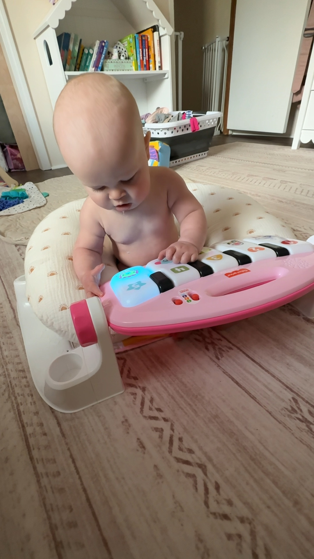 I love that the kick n play mat turns into a little piano that is waist level for sitters! Charlee is just starting to sit up, so we used the boppy for some extra support. 

#babytoys #babymusthaves #5montholdtoys #babyroom #toys #girltoys

#LTKFamily #LTKKids #LTKBaby