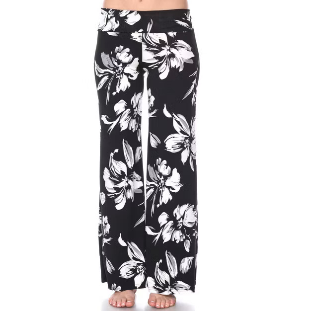 Women's Flower Printed Palazzo Pants - White Mark | Target