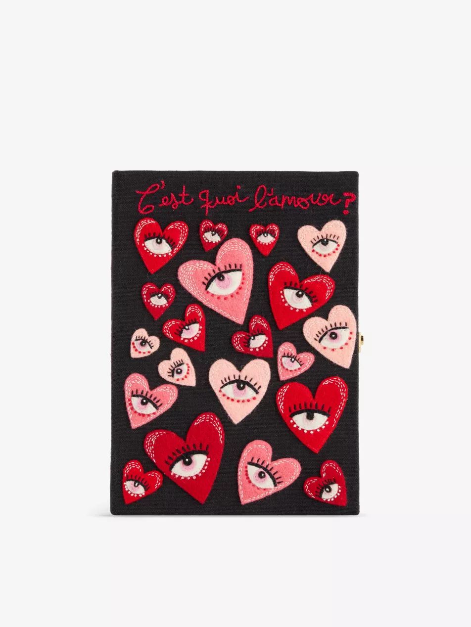 Love Hearts cotton, wool and silk-blend clutch bag | Selfridges