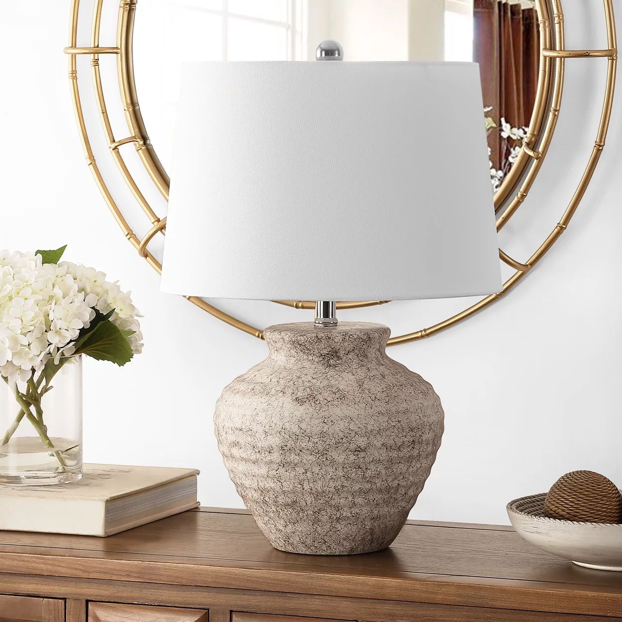 SAFAVIEH Ledger 22.5 in. Textured Ceramic Table Lamp, Light Grey - Walmart.com | Walmart (US)