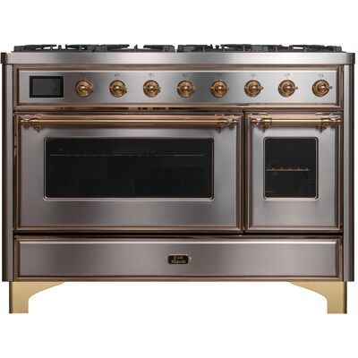 ILVE  Majestic 2 48-in 8 Burners 3.5-cu ft / 3.5-cu ft Convection Oven Freestanding Double Oven ... | Lowe's