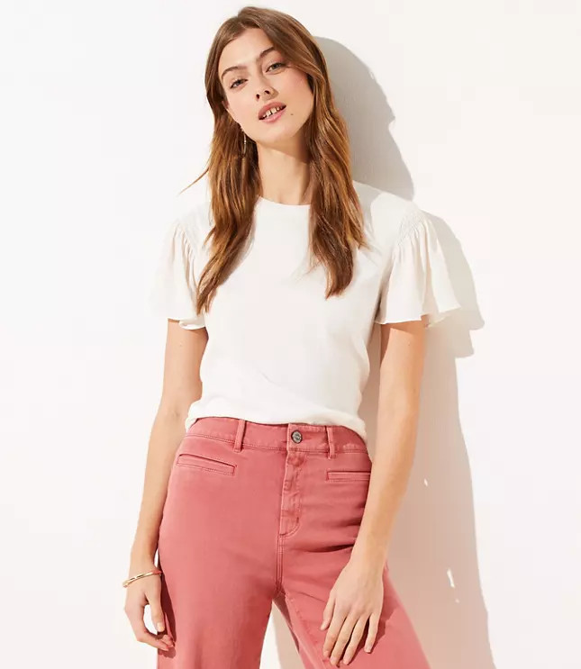 Flutter Mixed Media Sweater Tee | LOFT | LOFT