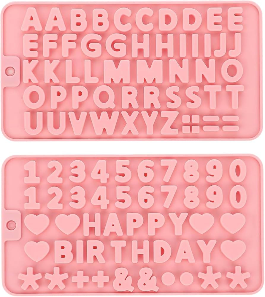 2 pcs Number Chocolate Molds and Letter Silicone Molds,Reusable Alphabet Candy Molds with Happy B... | Amazon (US)