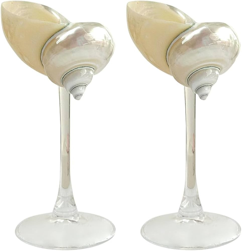 2Pcs Seashell Wine Glasses Wedding Wine Glasses Conch Goblet Martini Cocktail Glass Cup for Birth... | Amazon (US)