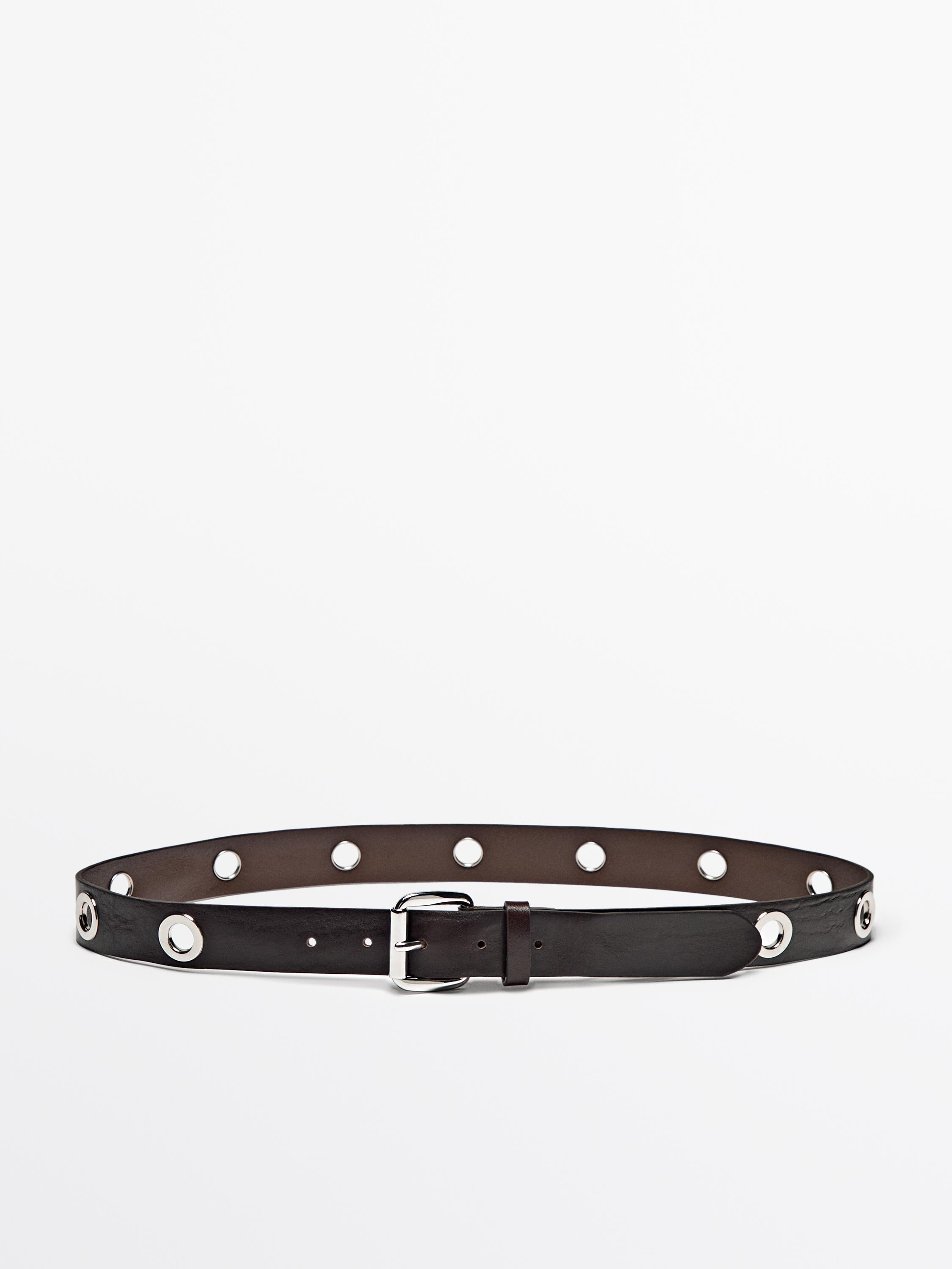 Belt made of 100% cowhide leather. Stud detail. | Massimo Dutti US