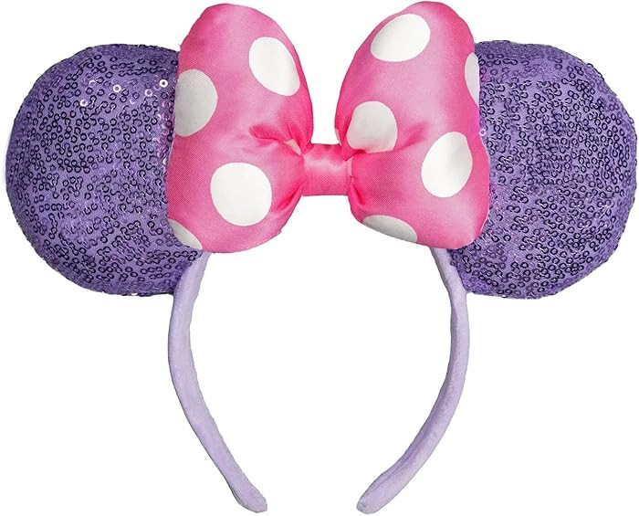 JIAHANG 3D Sequin Mouse Ear Headband, Satin Bow Hairband with Polka Dots, Hair Bow Velvet Headwea... | Amazon (US)