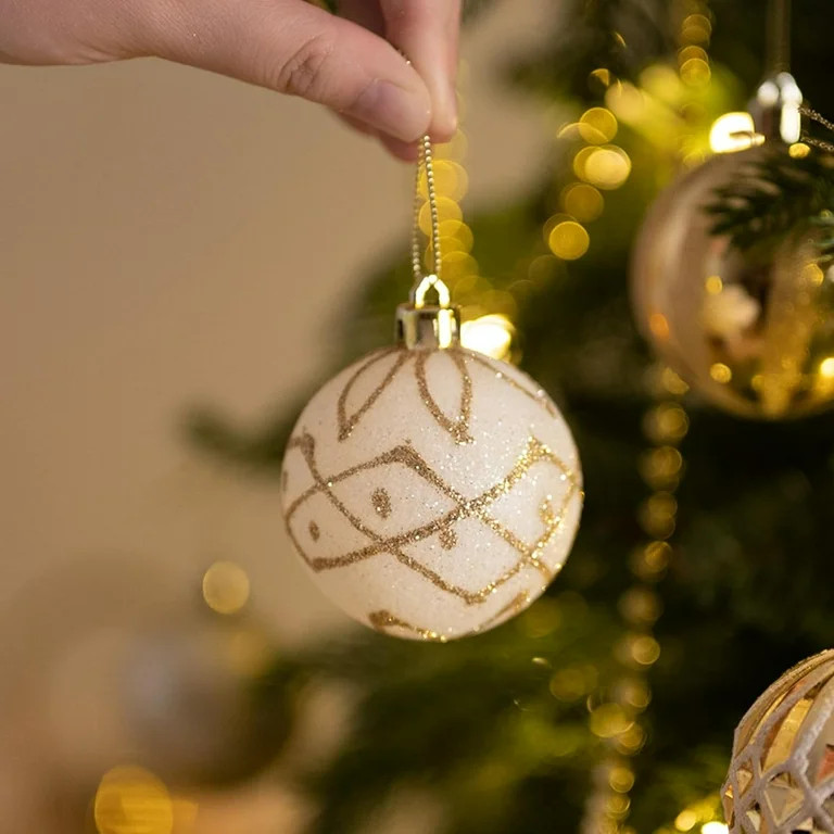 Valery Madelyn 30ct 2.36 inches Christmas Ornaments, White Gold Shatterproof Christmas Ball Ornam... | Walmart (US)