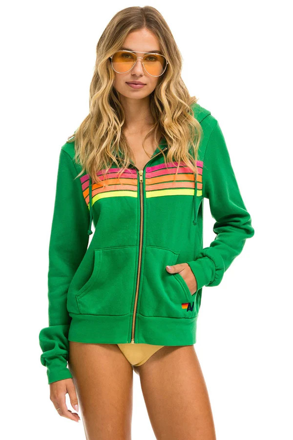5 STRIPE HOODIE - KELLY GREEN // NEON PINK // YELLOW | Aviator Nation