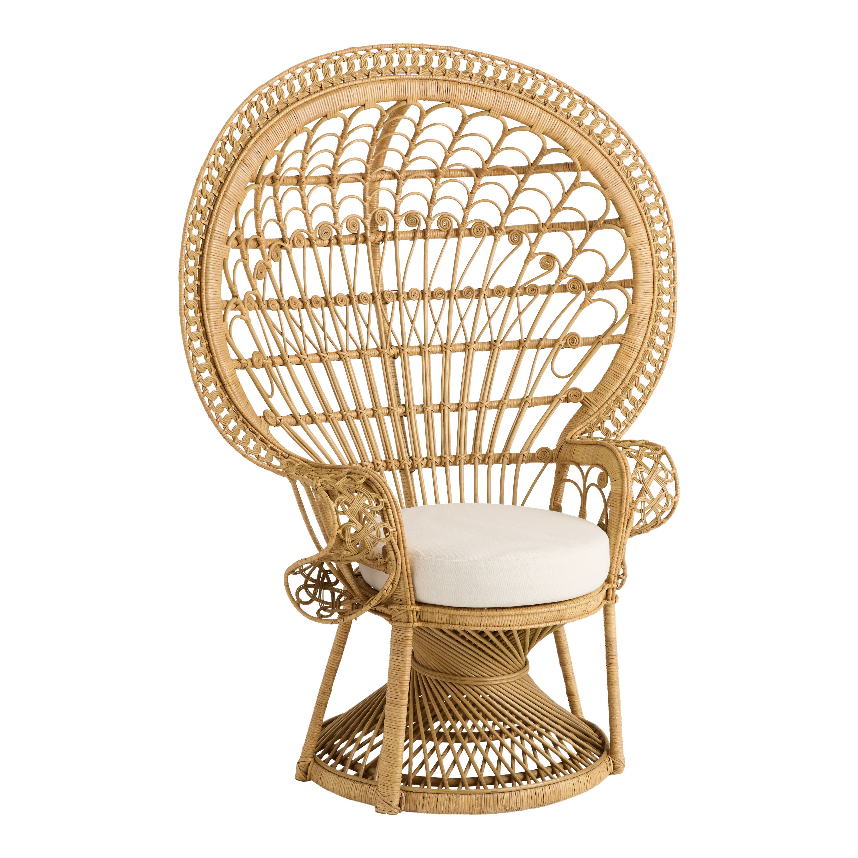Natural Rattan Handwoven Peacock Chair with Cushion | World Market