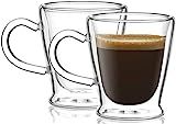 Circleware Insulated Heat Resistant Glass Coffee Mugs with Handle Set of 2, Beverage Drinking Home K | Amazon (US)
